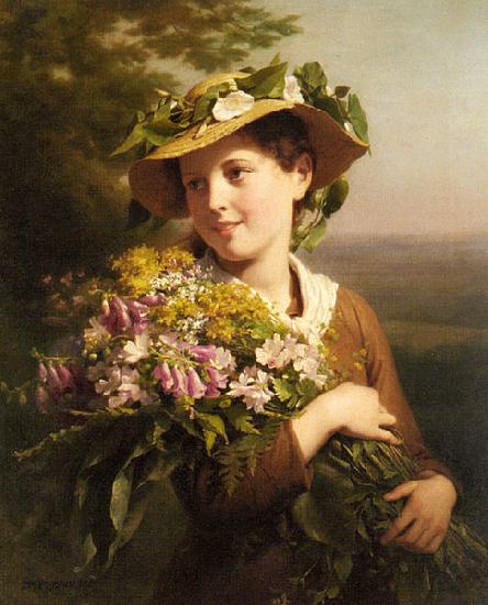 Fritz Zuber-Buhler Young Beauty with Bouquet oil painting picture